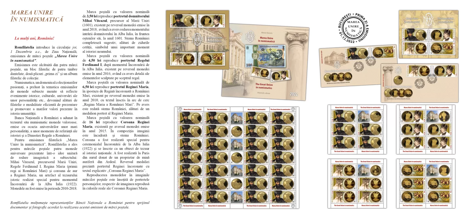 pliant Marea Unirea in Numismatica_BNR_2022_triptic 2